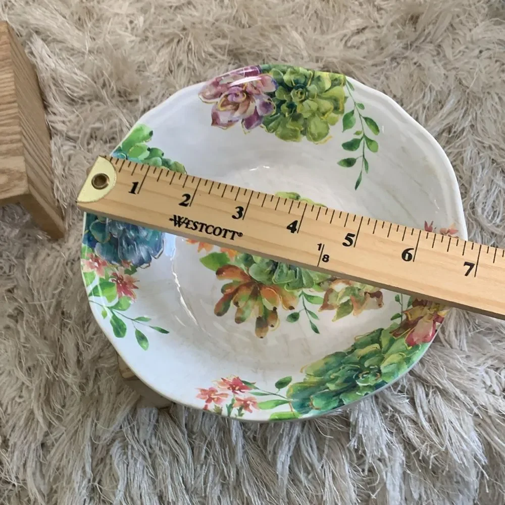 Pier 1‎ Imports Green Succulent Cactus Melamine Serving Bowl, Tray & Small Bowl